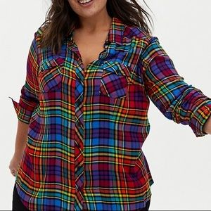 Torrid Madison Plaid Rainbow Blouse Pride Celebrate Love Collection